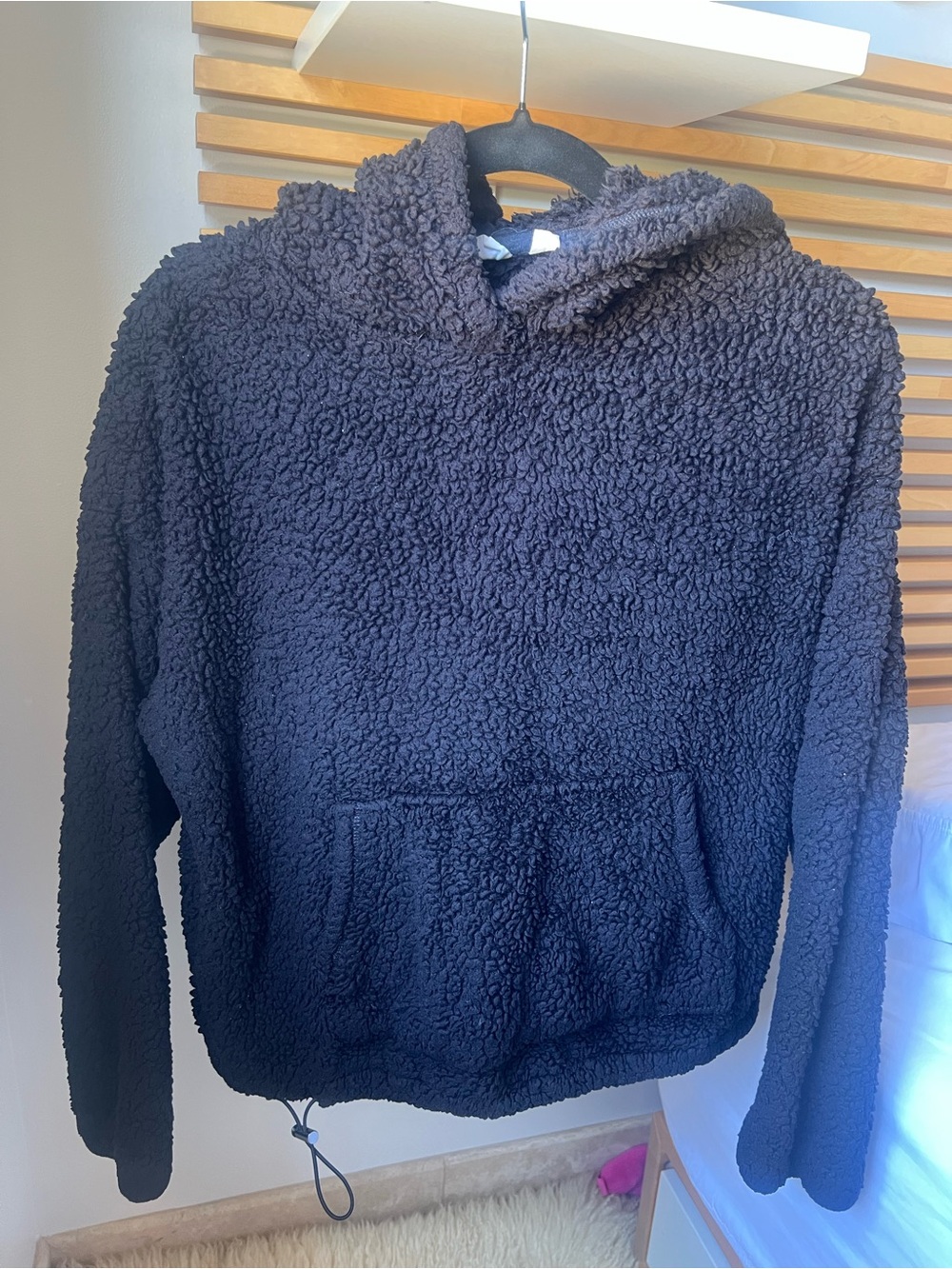 H&M Black Sherpa Hoodie with Kangaroo Pocket